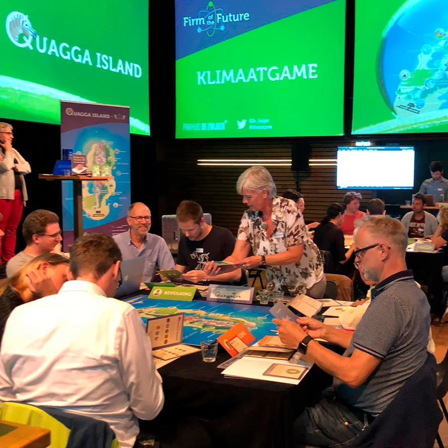 Een zaal vol teams aan de klimaattafels.